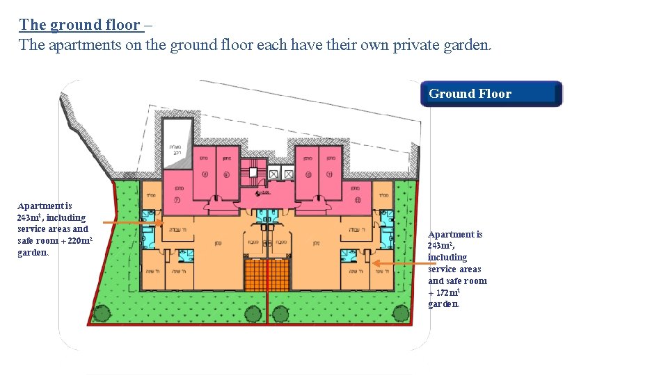 The ground floor – The apartments on the ground floor each have their own