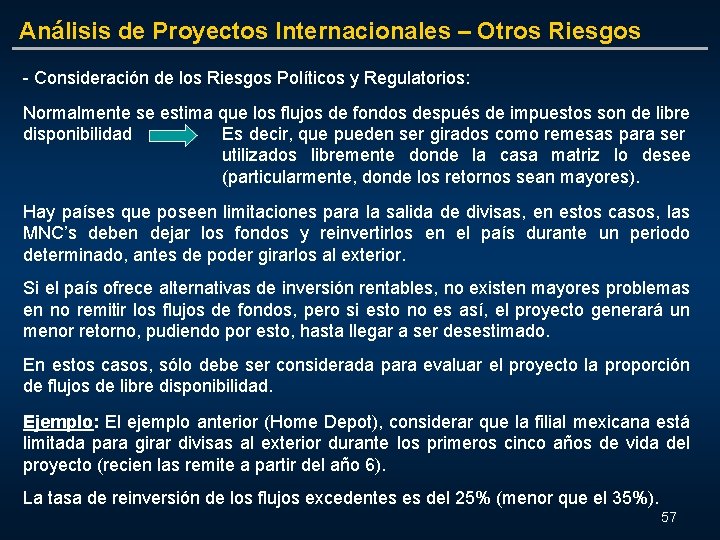 Análisis de Proyectos Internacionales – Otros Riesgos - Consideración de los Riesgos Políticos y