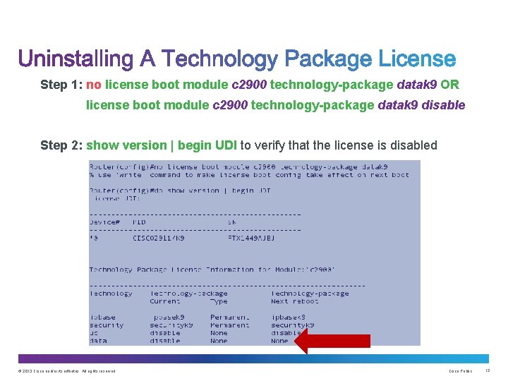 Step 1: no license boot module c 2900 technology-package datak 9 OR license boot