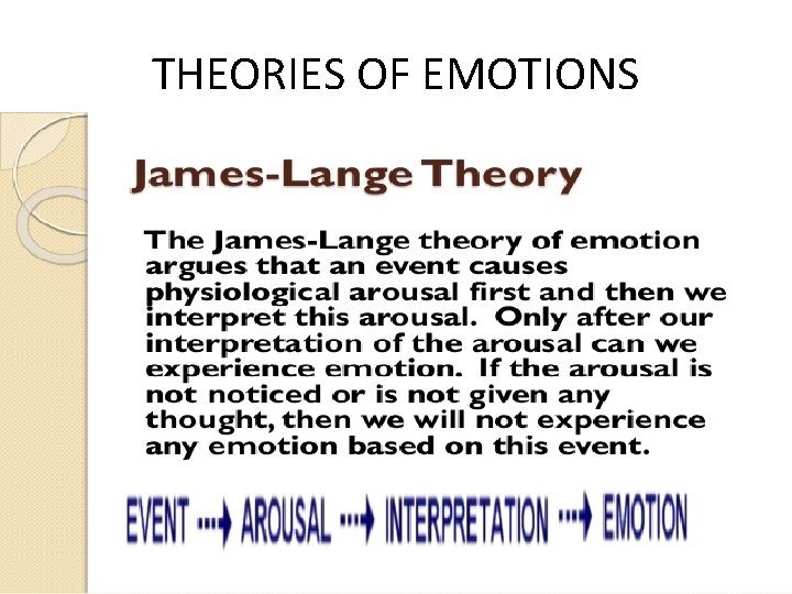 THEORIES OF EMOTIONS 