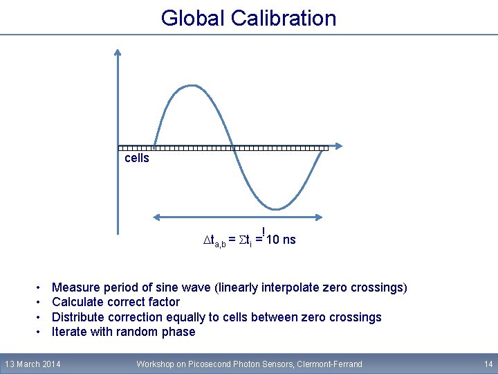 Global Calibration cells ! Dta, b = Sti = 10 ns • • Measure