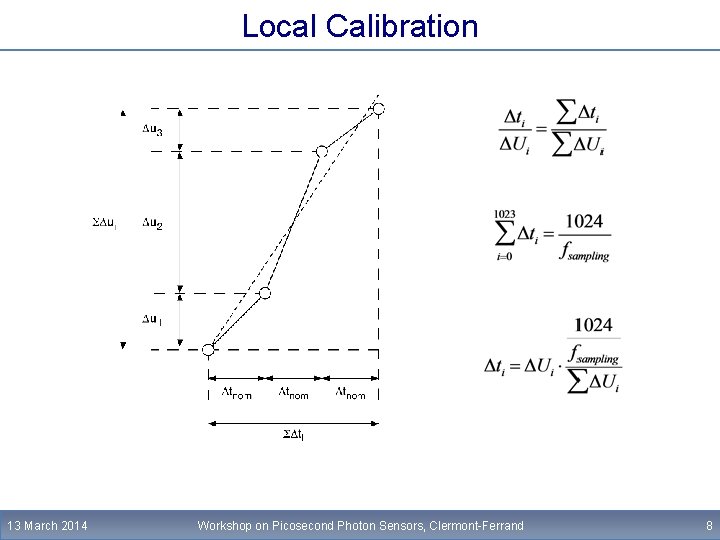 Local Calibration 13 March 2014 Workshop on Picosecond Photon Sensors, Clermont-Ferrand 8 