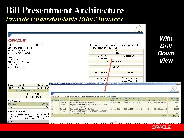 Bill Presentment Architecture Provide Understandable Bills / Invoices With Drill Down • Faster View