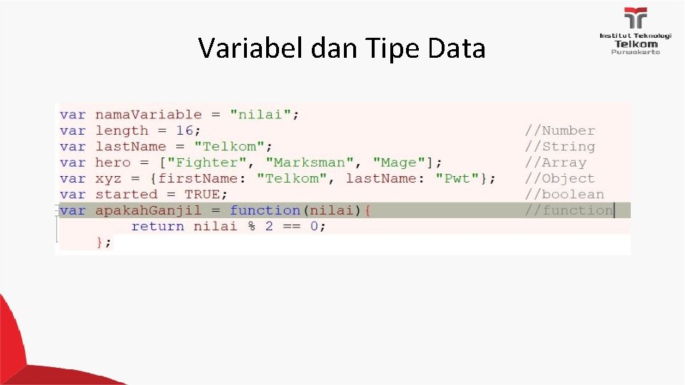 Variabel dan Tipe Data 