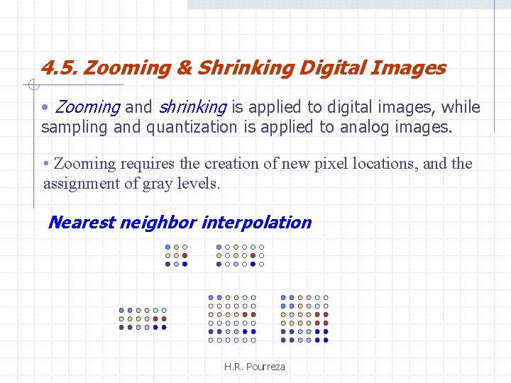 4. 5. Zooming & Shrinking Digital Images • Zooming and shrinking is applied to