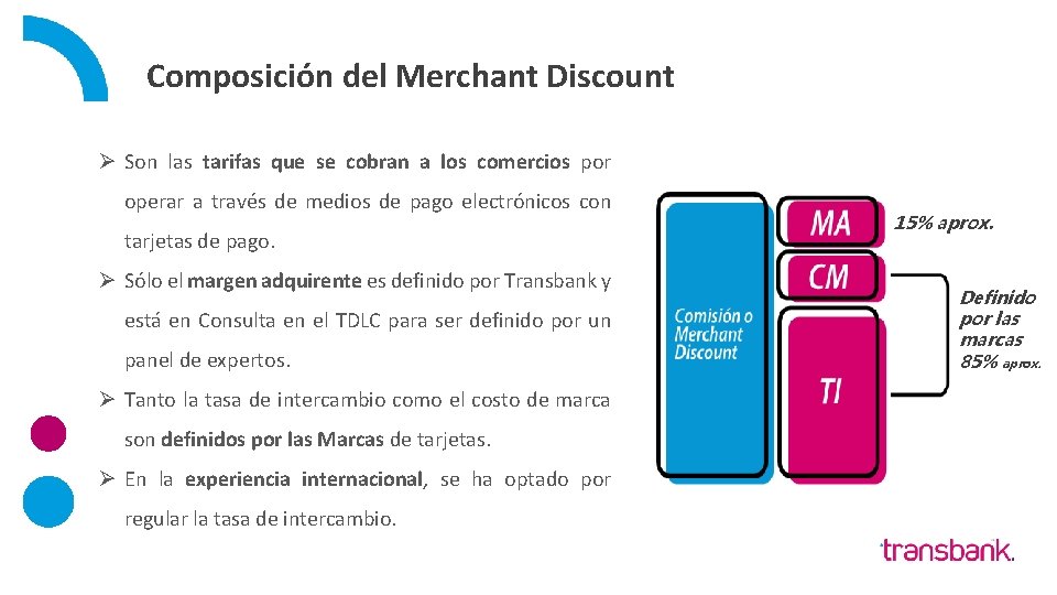 Composición del Merchant Discount Ø Son las tarifas que se cobran a los comercios