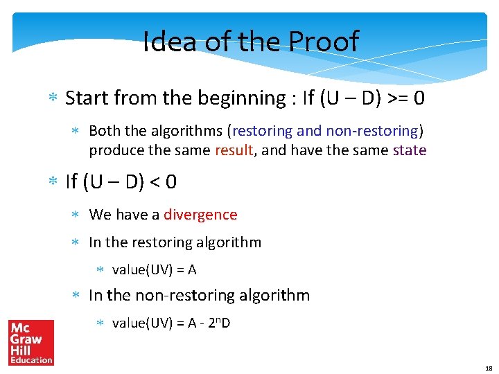 Idea of the Proof * Start from the beginning : If (U – D)