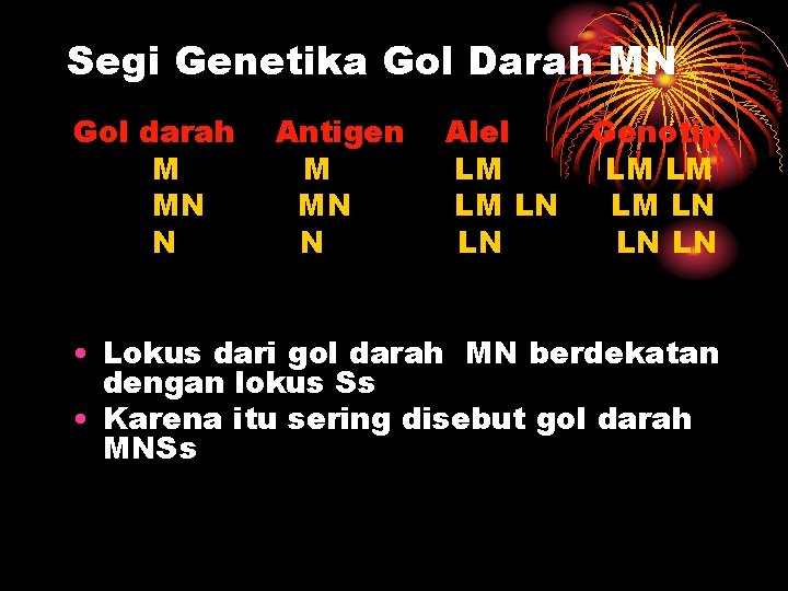 Segi Genetika Gol Darah MN Gol darah M MN N Antigen M MN N