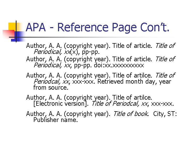 FYS Drakepedia APA Style By Susan J Breakenridge