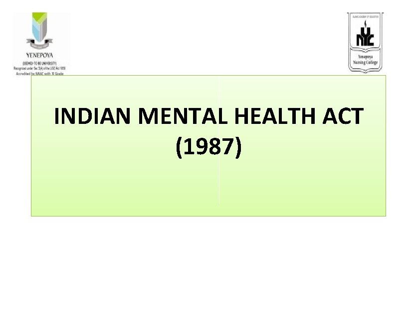 INDIAN MENTAL HEALTH ACT (1987) 