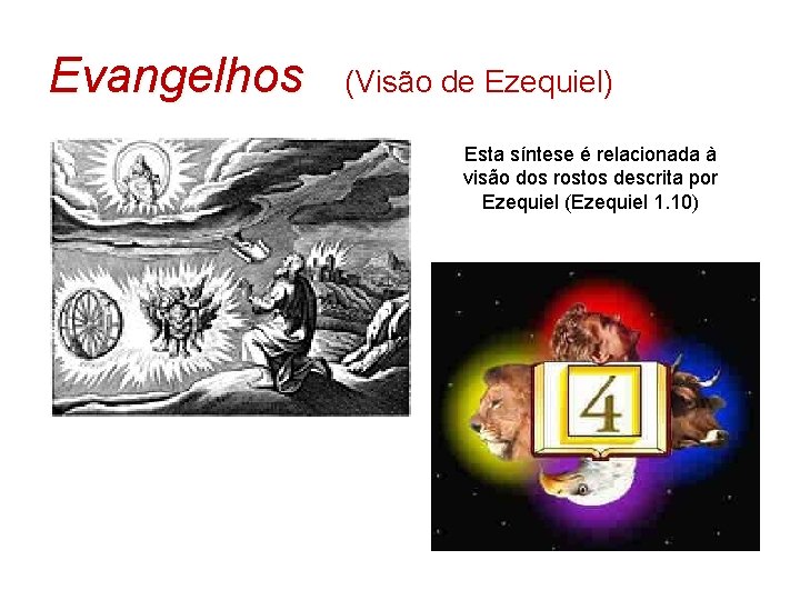 Evangelhos (Visão de Ezequiel) Esta síntese é relacionada à visão dos rostos descrita por Evangelhos (Visão de Ezequiel) Esta síntese é relacionada à visão dos rostos descrita por