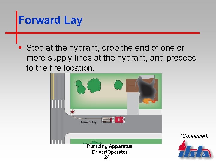 Forward Lay • Stop at the hydrant, drop the end of one or more