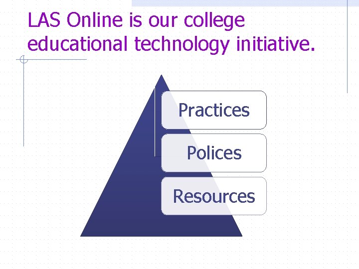 LAS Online is our college educational technology initiative. Practices Polices Resources 