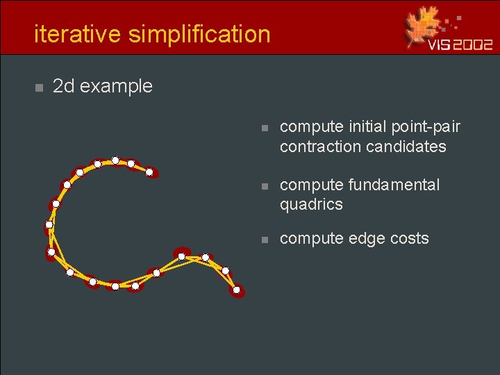 iterative simplification n 2 d example n compute initial point-pair contraction candidates n compute iterative simplification n 2 d example n compute initial point-pair contraction candidates n compute