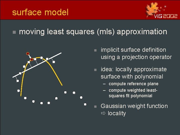 surface model n moving least squares (mls) approximation n implicit surface definition using a surface model n moving least squares (mls) approximation n implicit surface definition using a