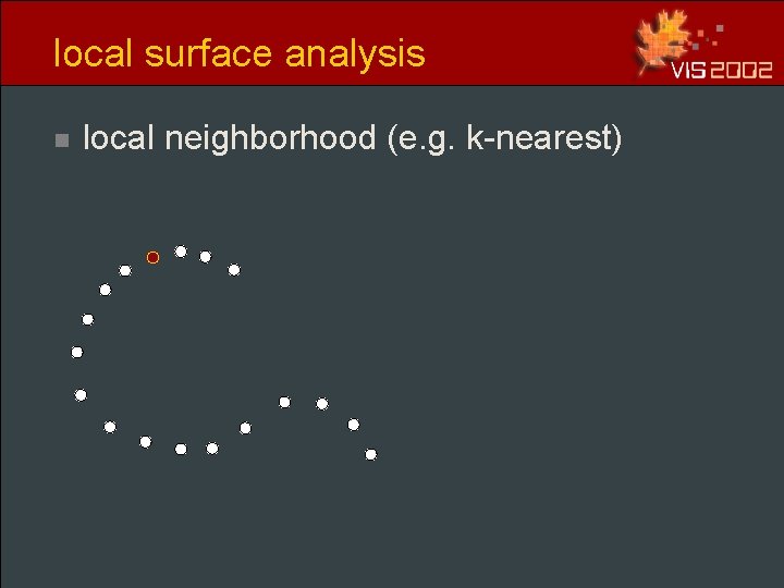 local surface analysis n local neighborhood (e. g. k-nearest) local surface analysis n local neighborhood (e. g. k-nearest)
