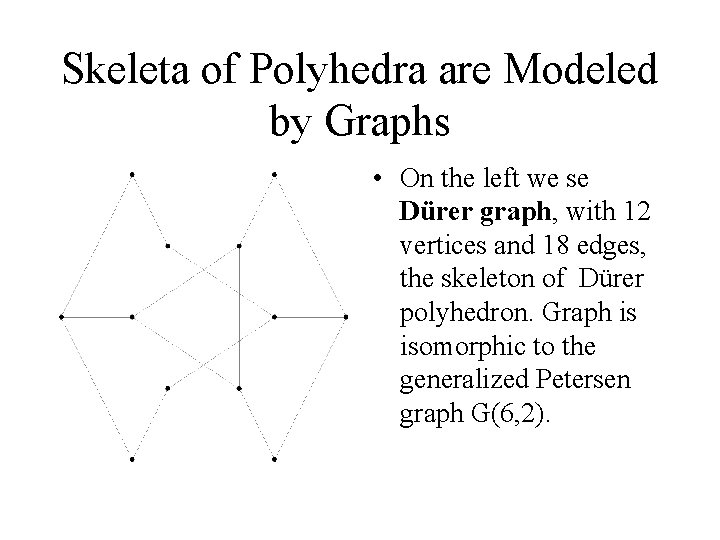 Skeleta of Polyhedra are Modeled by Graphs • On the left we se Dürer