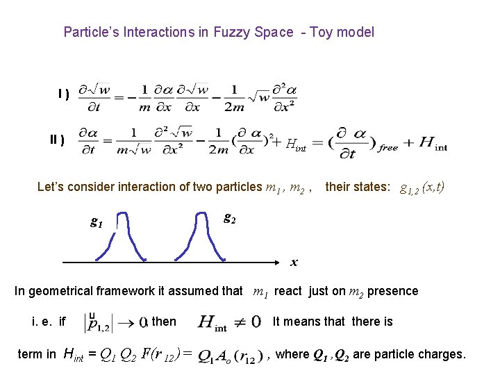 Particle’s Interactions in Fuzzy Space - Toy model I) II ) + Hint Let’s Particle’s Interactions in Fuzzy Space - Toy model I) II ) + Hint Let’s