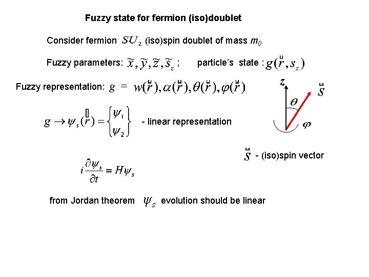 Fuzzy state for fermion (iso)doublet Consider D fermion (iso)spin doublet of mass m 0 Fuzzy state for fermion (iso)doublet Consider D fermion (iso)spin doublet of mass m 0