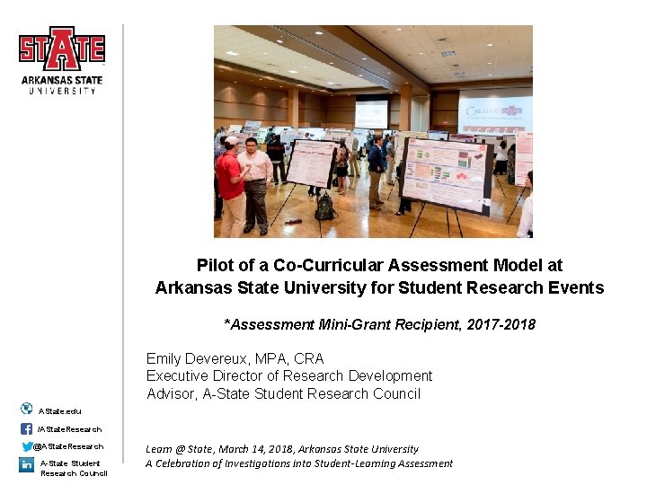 Pilot of a Co-Curricular Assessment Model at Arkansas State University for Student Research Events
