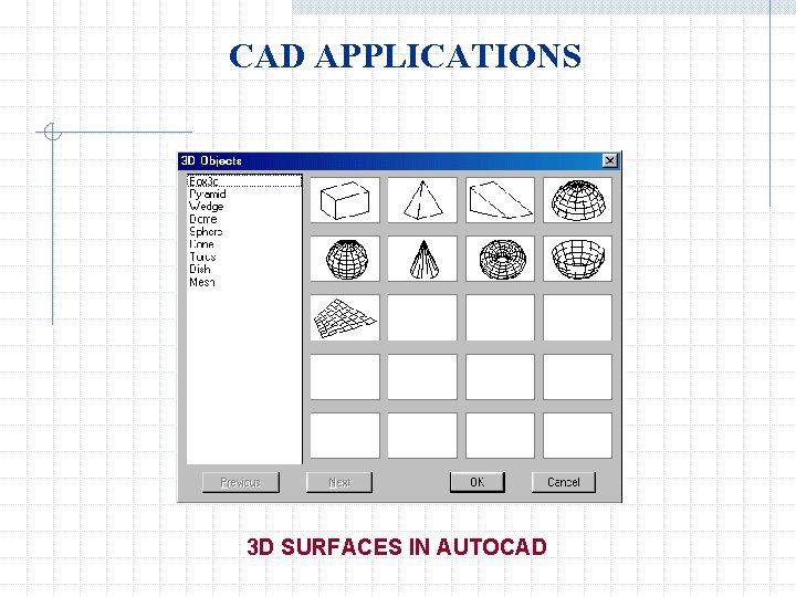 CAD APPLICATIONS 3 D SURFACES IN AUTOCAD 