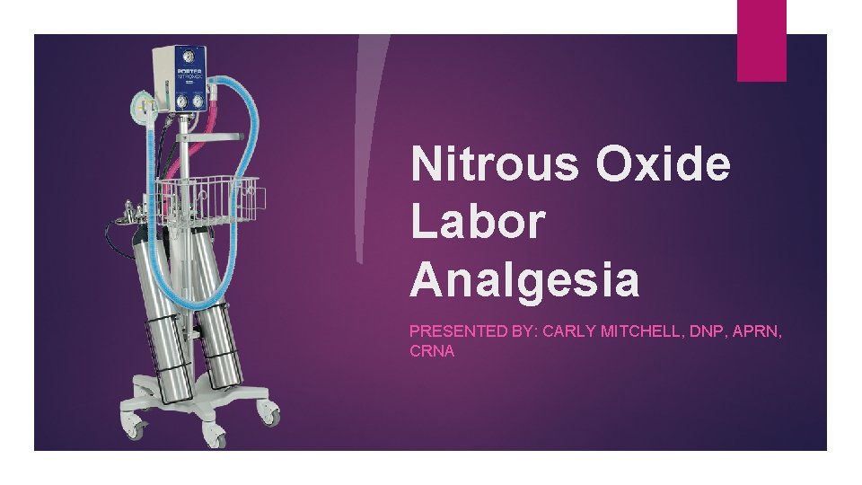 Nitrous Oxide Labor Analgesia PRESENTED BY: CARLY MITCHELL, DNP, APRN, CRNA 