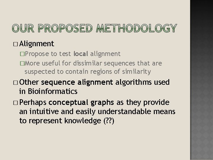 � Alignment �Propose to test local alignment �More useful for dissimilar sequences that are � Alignment �Propose to test local alignment �More useful for dissimilar sequences that are