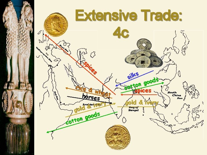 Extensive Trade: 4 c sp ic es rice & whea horses t vory i