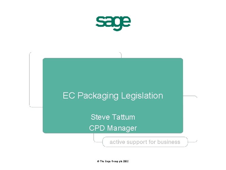EC Packaging Legislation Steve Tattum CPD Manager © The Sage Group plc 2002 