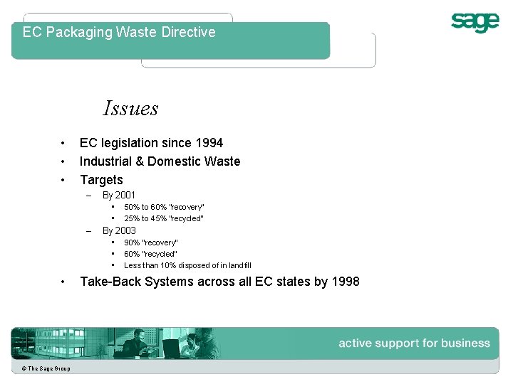 EC Packaging Waste Directive Issues • • • EC legislation since 1994 Industrial &