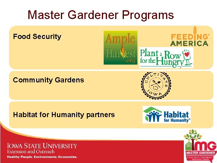 Master Gardener Programs Food Security Community Gardens Habitat for Humanity partners 