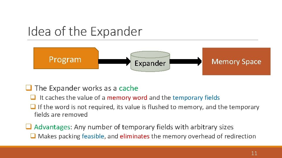 Idea of the Expander Program Expander Memory Space q The Expander works as a