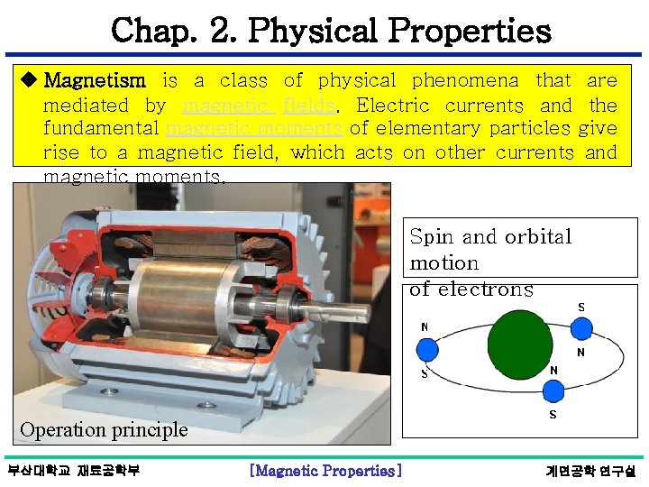 Chap. 2. Physical Properties u Magnetism is a class of physical phenomena that are