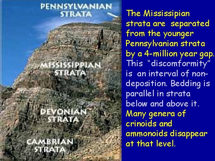The Mississipian strata are separated from the younger Pennsylvanian strata by a 4 -million
