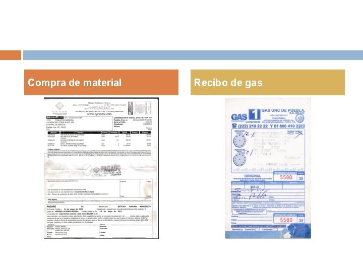 Compra de material Recibo de gas 