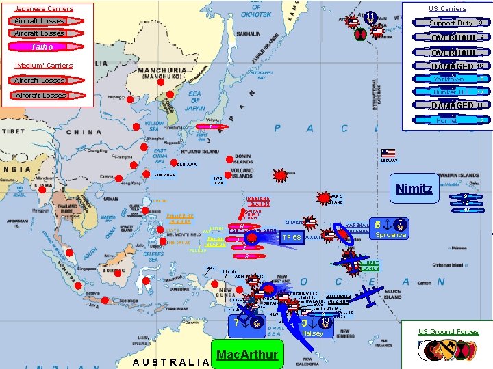 Japanese Carriers US Carriers 11 Aircraft Losses Shokaku Support Duty 333 Saratoga OVERHAUL Aircraft