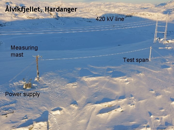 Ålvikfjellet, Hardanger 420 k. V line Measuring mast Power supply Test span 