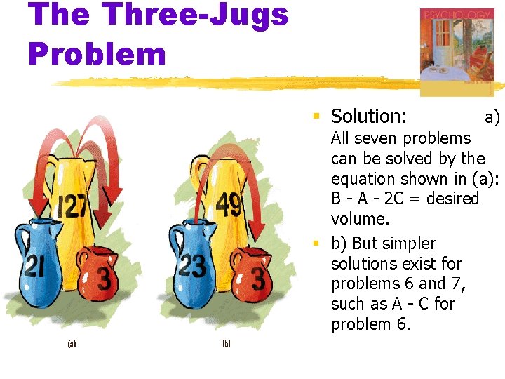 The Three-Jugs Problem § Solution: a) All seven problems can be solved by the The Three-Jugs Problem § Solution: a) All seven problems can be solved by the