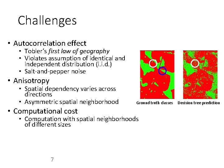 Challenges • Autocorrelation effect • Tobler’s first law of geography • Violates assumption of