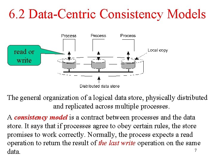 6. 2 Data-Centric Consistency Models read or write The general organization of a logical