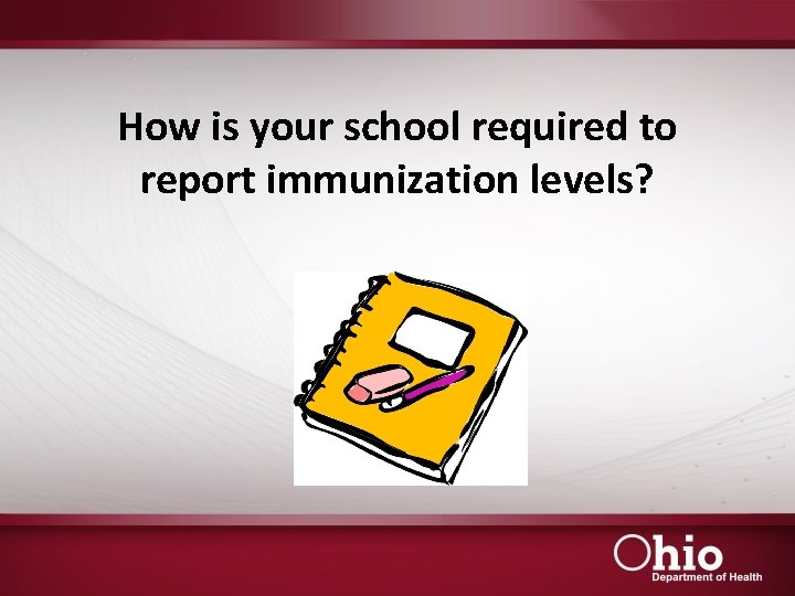 How is your school required to report immunization levels? 