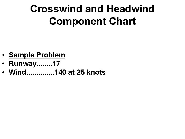 Crosswind and Headwind Component Chart • Sample Problem • Runway. . . . 17