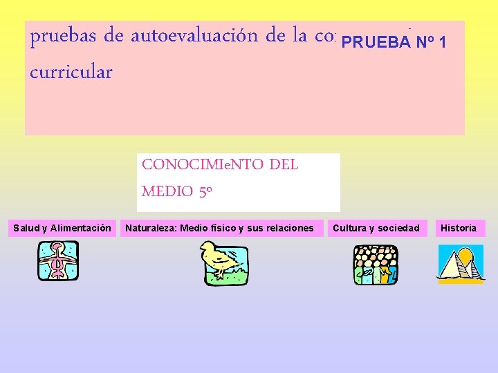 pruebas de autoevaluación de la competencia PRUEBA Nº 1 curricular CONOCIMIe. NTO DEL MEDIO