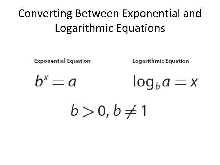 Converting Between Exponential and Logarithmic Equations 