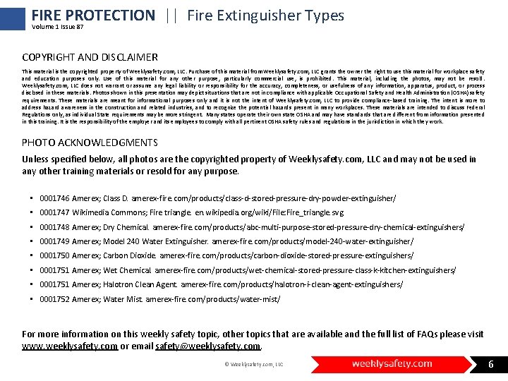 FIRE PROTECTION || Fire Extinguisher Types Volume 1 Issue 87 COPYRIGHT AND DISCLAIMER This FIRE PROTECTION || Fire Extinguisher Types Volume 1 Issue 87 COPYRIGHT AND DISCLAIMER This