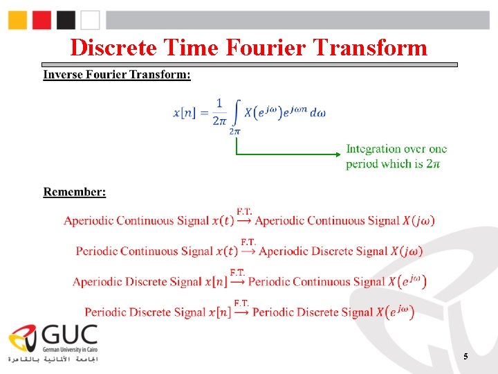 Discrete Time Fourier Transform 5 
