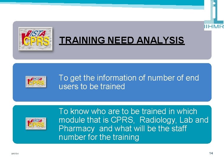 TRAINING NEED ANALYSIS To get the information of number of end users to be