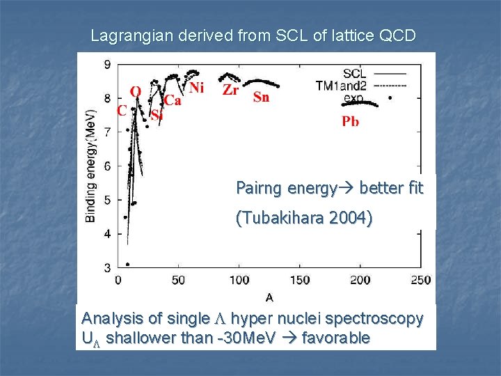 Lagrangian derived from SCL of lattice QCD Less parameter model than TM 1 More