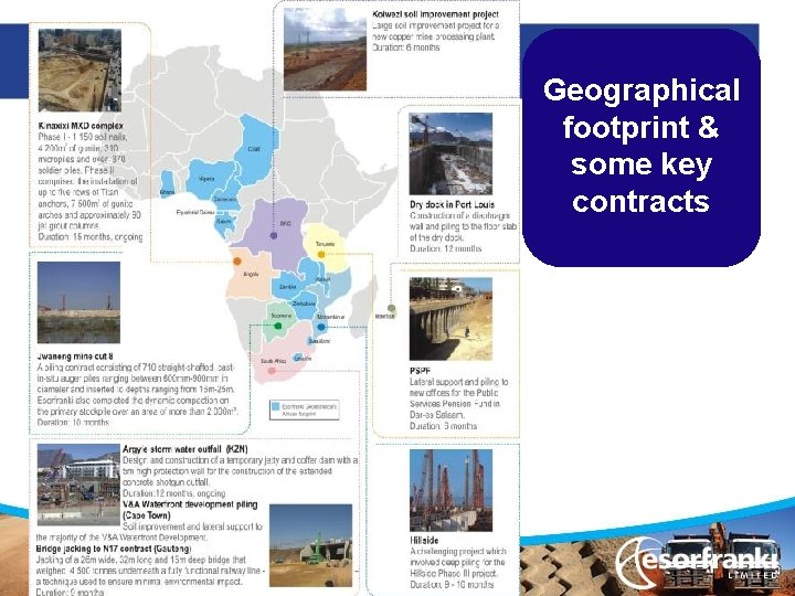 Geographical footprint & some key contracts 