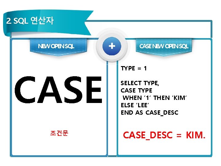 2. SQL 연산자 NEW OPEN SQL CASE 조건문 CASE NEW OPEN SQL TYPE =